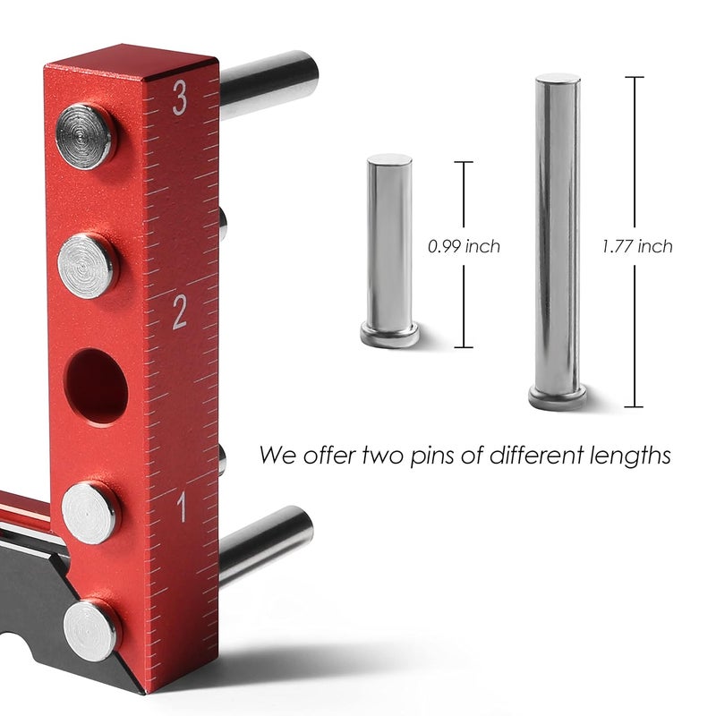 SUNLFPROD Mini Square Woodworking Center Finder 90 Degree Small Square Measuring Tool Woodworking Center Marking Tool Aluminum (Red-Gray) - Image 4